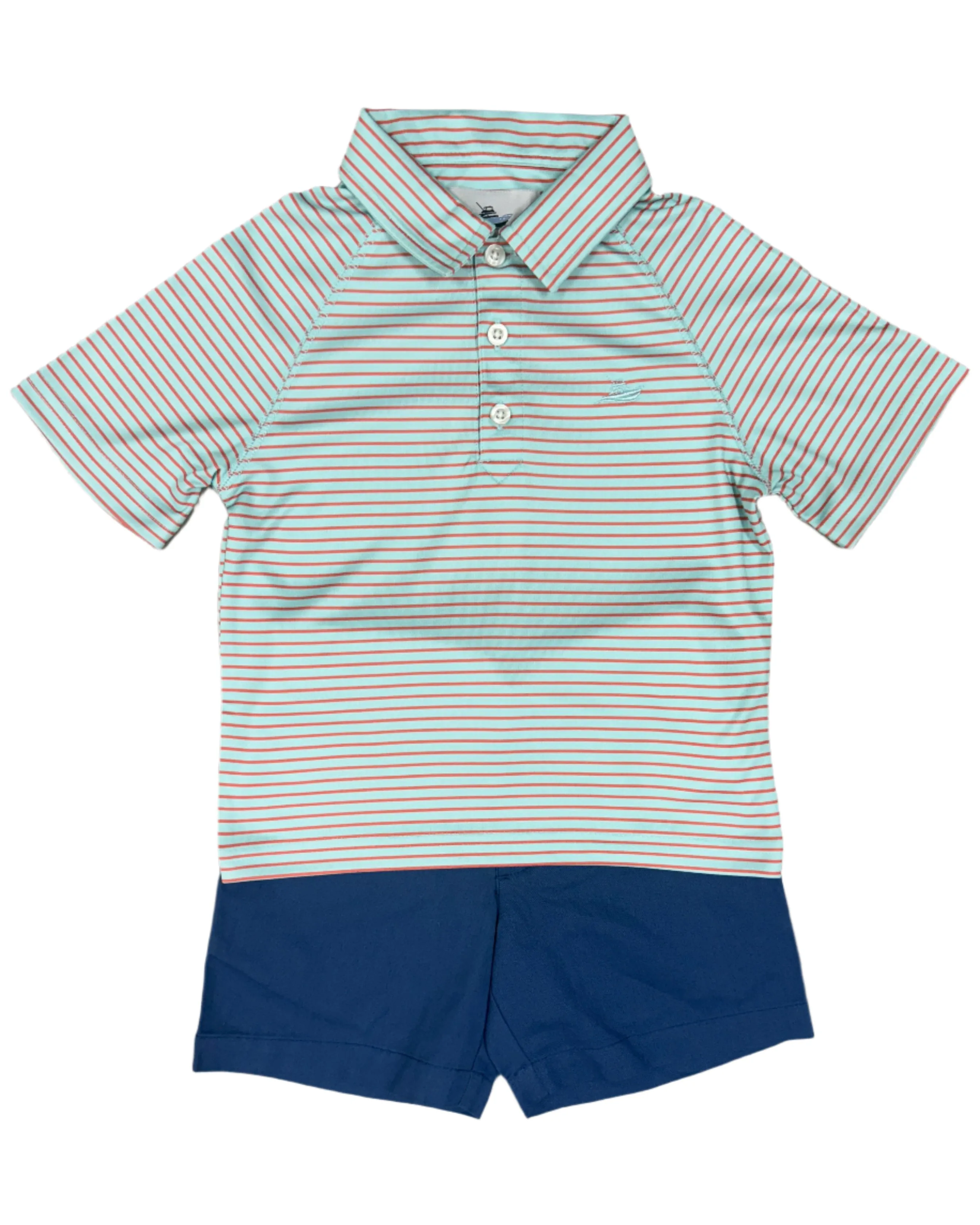 Boy's Polo - Ice/Crabapple