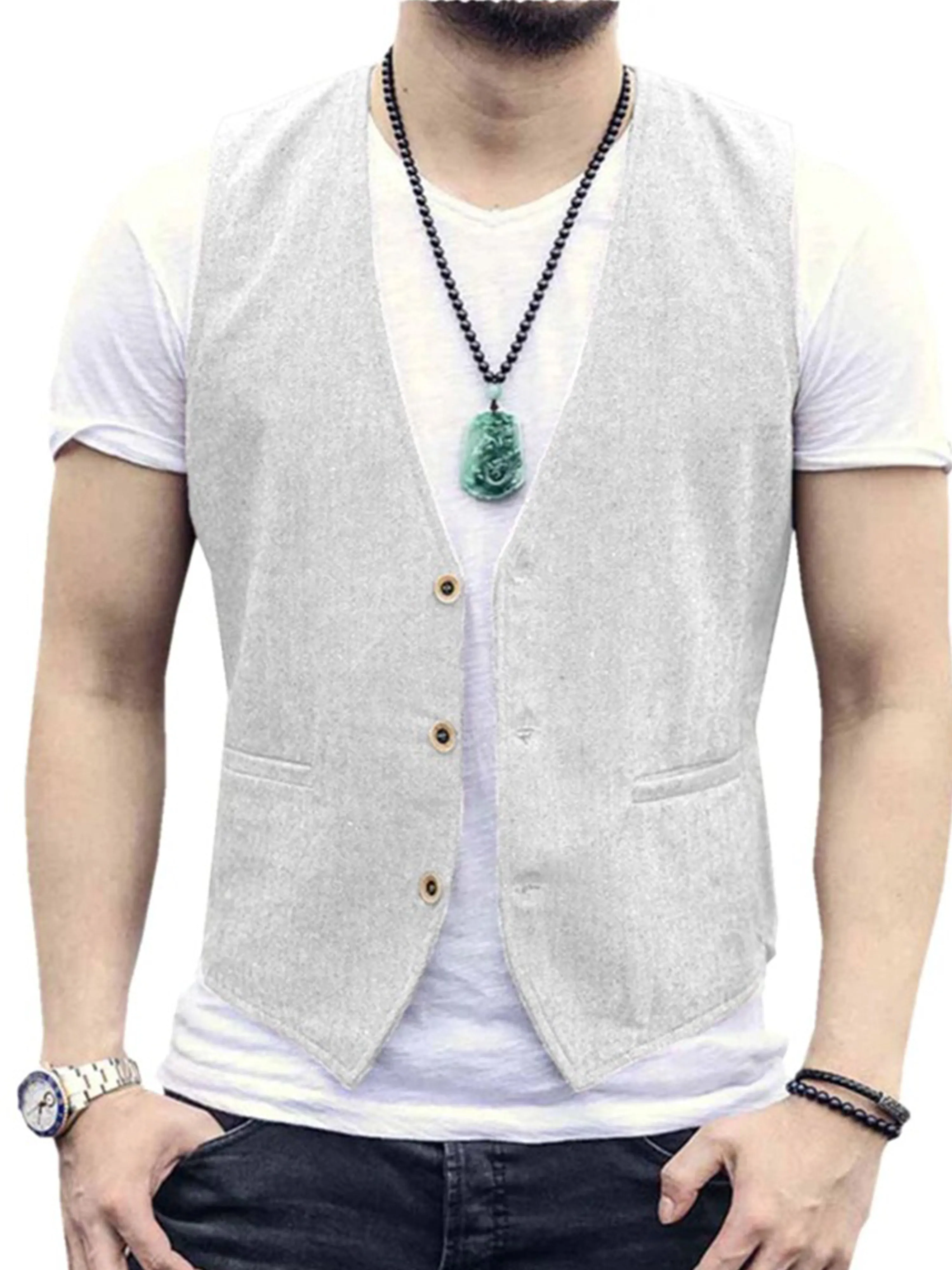 Cotton Linen Lightweight Cool Casual Vest