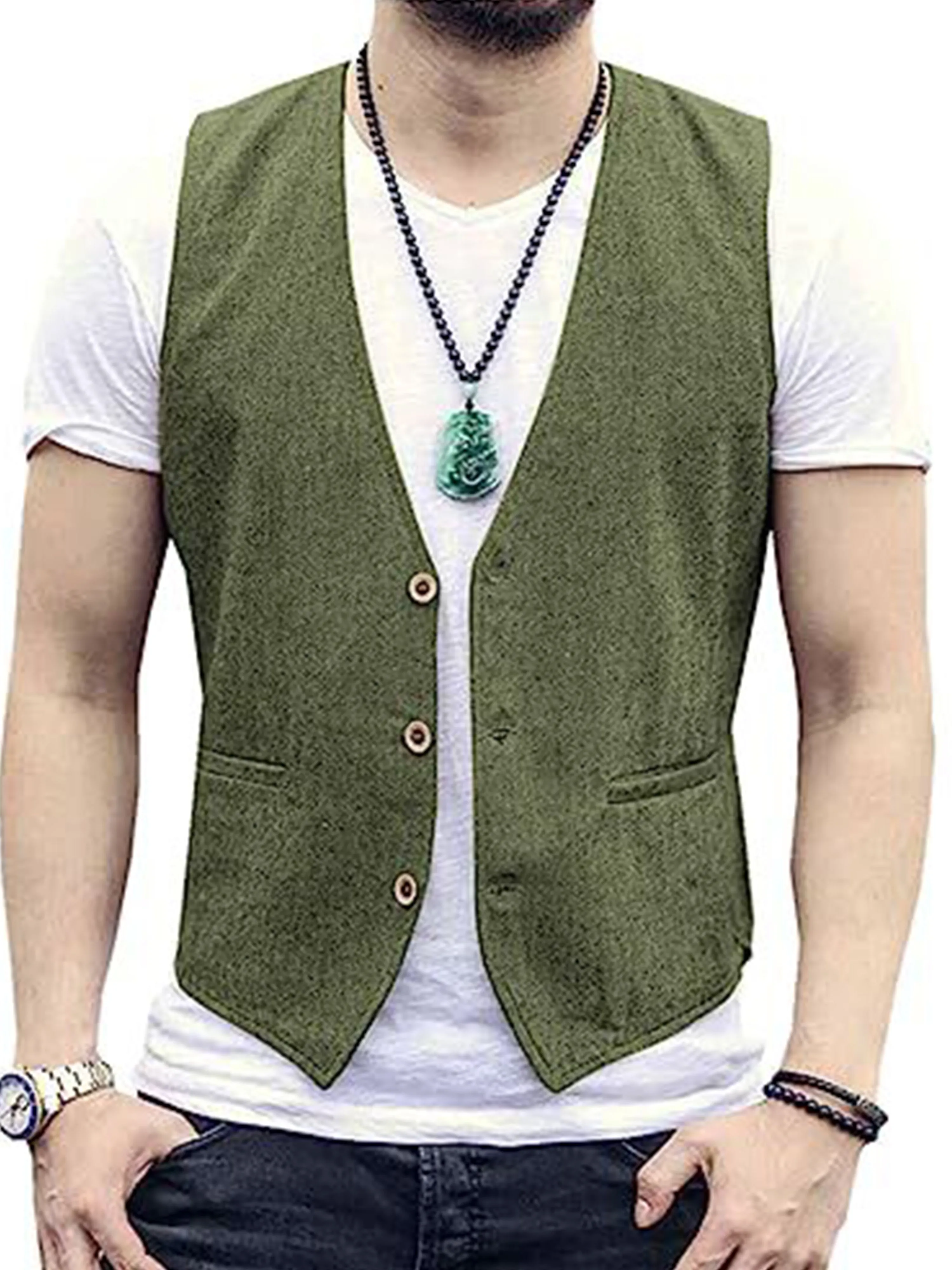 Cotton Linen Lightweight Cool Casual Vest