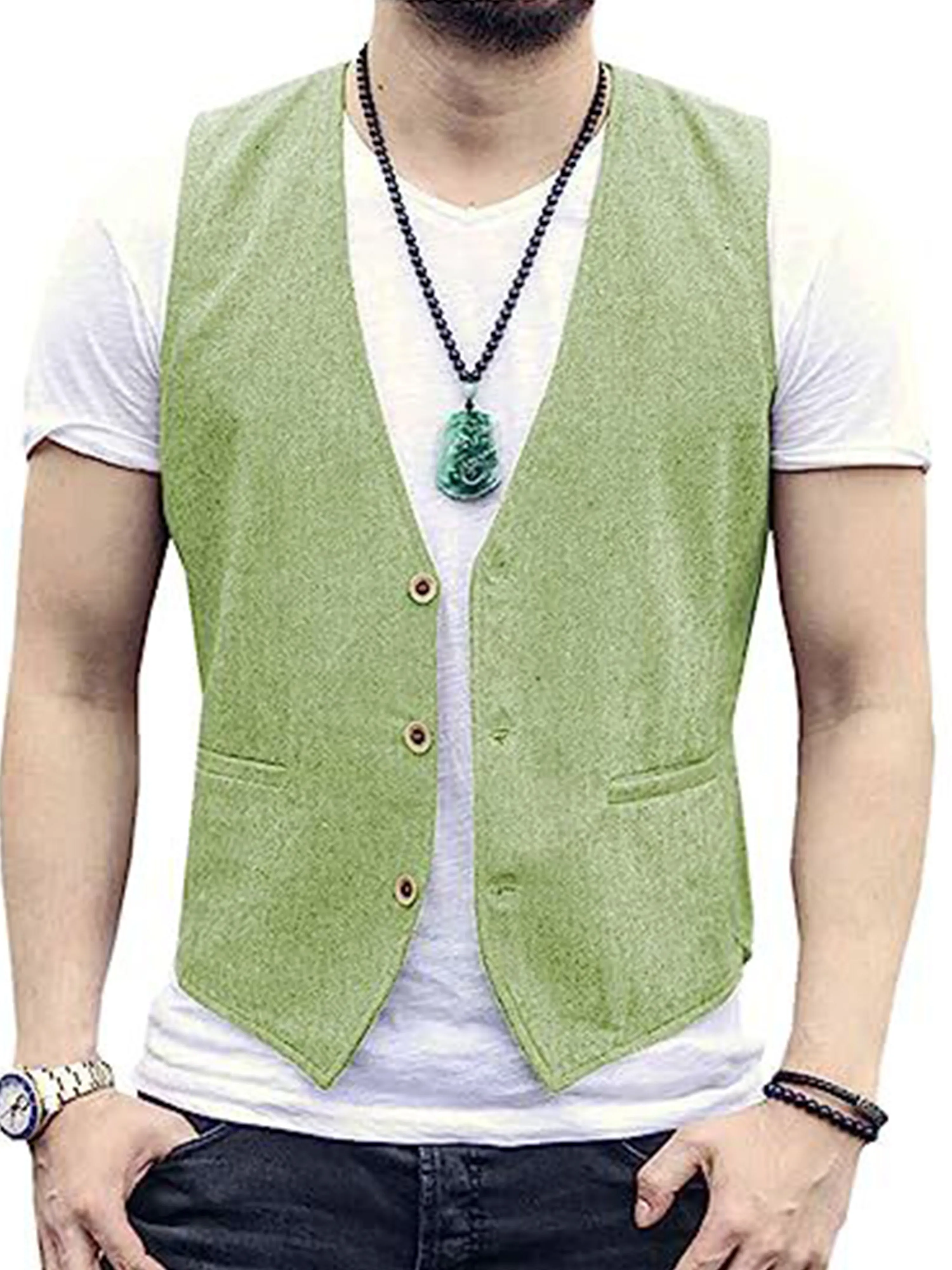 Cotton Linen Lightweight Cool Casual Vest