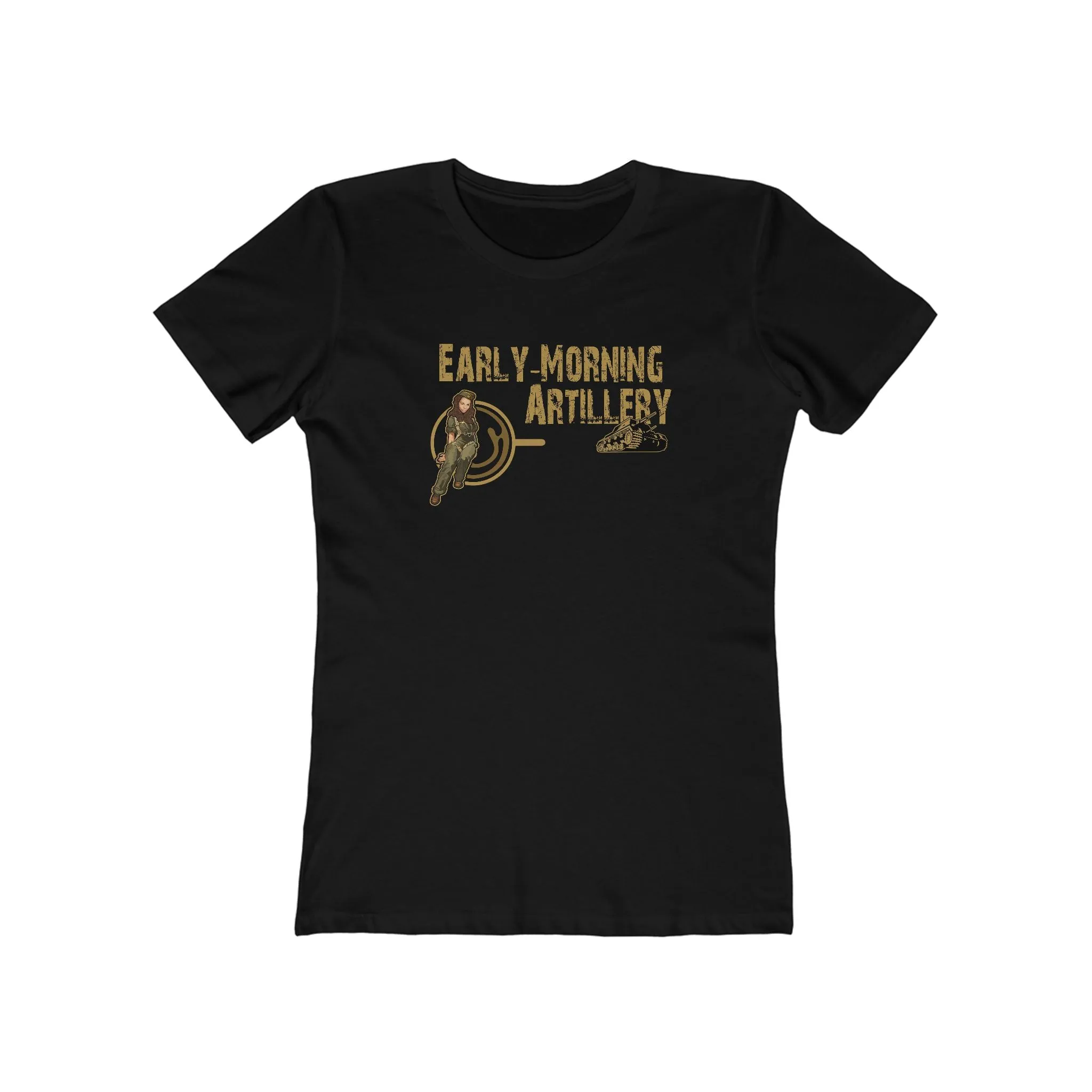 Early-Morning Artillery Women's Boyfriend Tee - Casual Military Style