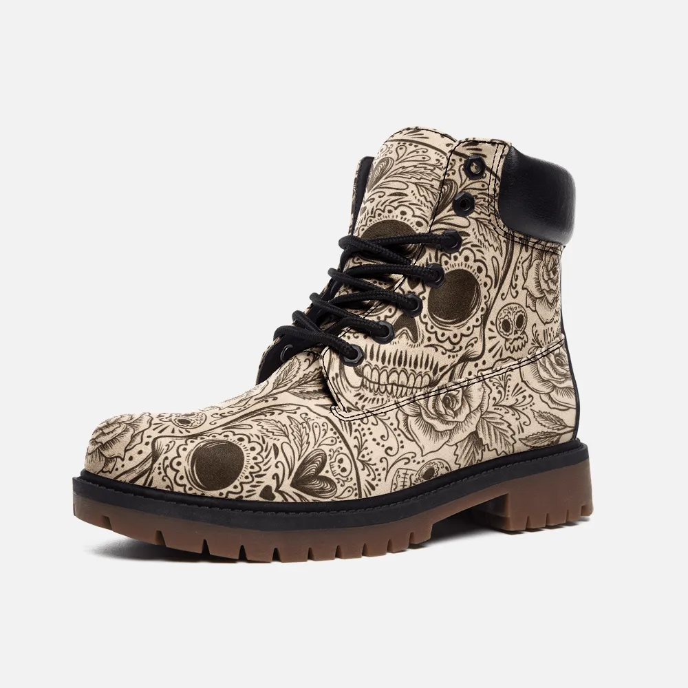 Skull floral Casual Leather Lightweight boots TB